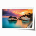 Stunning rolled canvas print showcasing a vibrant landscape of cliffs against a blue sky, featuring rich colors and intricate details, perfect for home decor.