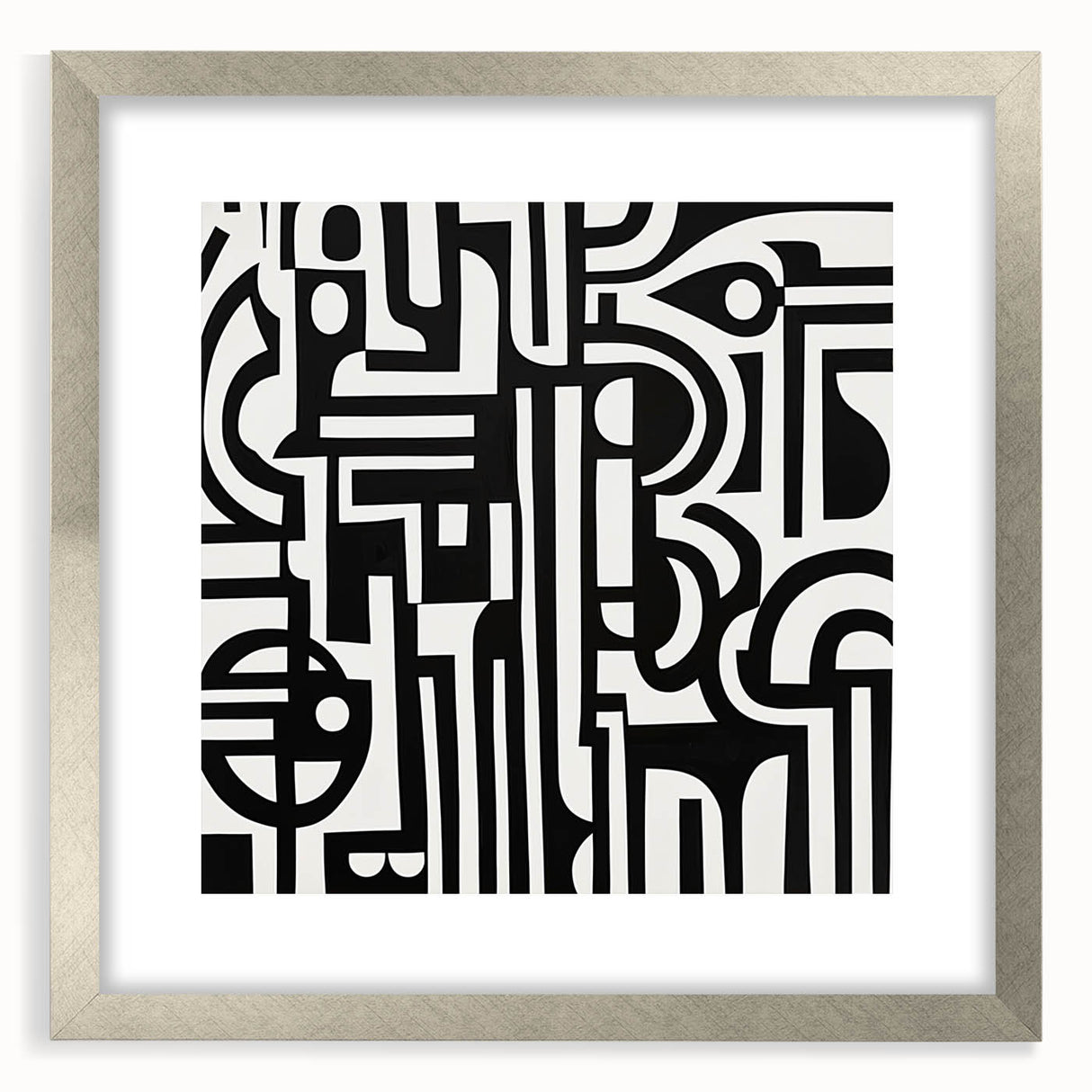 Black and White Bedroom Wall Art – Modern Abstract Canvas Print