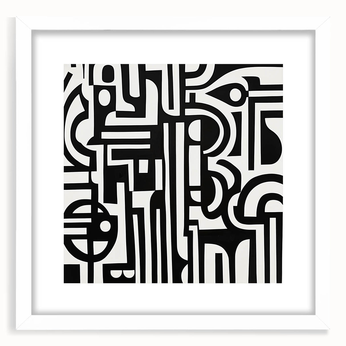 Black and White Bedroom Wall Art – Modern Abstract Canvas Print