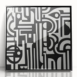 Black and White Bedroom Wall Art – Modern Abstract Canvas Print