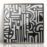 Black and White Bedroom Wall Art – Modern Abstract Canvas Print