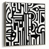 Black and White Bedroom Wall Art – Modern Abstract Canvas Print