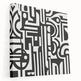 Black and White Bedroom Wall Art – Modern Abstract Canvas Print