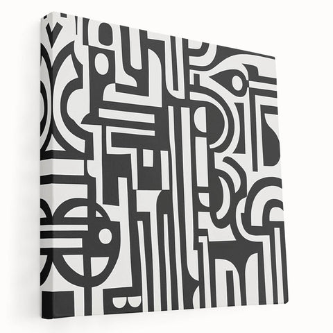 Black and White Bedroom Wall Art – Modern Abstract Canvas Print