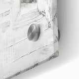 Close-up view of abstract architecture wall art in acrylic glass, showcasing intricate geometric patterns and vibrant colors, perfect for modern decor.