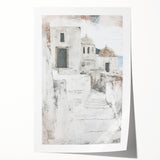 Abstract architectural wall art print showcasing intricate geometric patterns in neutral tones, rolled and ready for display in a modern home or office setting.