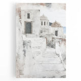 Abstract architectural wall art on stretched canvas, showcasing geometric shapes and vibrant colors, perfect for modern home decor. Ideal for enhancing contemporary interiors.