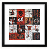 Abstract geometric frame in matte black, showcasing a modern design with sharp angles and clean lines, ideal for contemporary home décor.