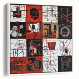 Abstract geometric framed canvas art displaying a modern design with white and grey tones, showcasing sharp angles and clean lines. Ideal for contemporary decor.