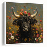 Framed canvas showcasing a vibrant animal-themed design with intricate details, presented in a sleek white frame, ideal for enhancing modern home decor.