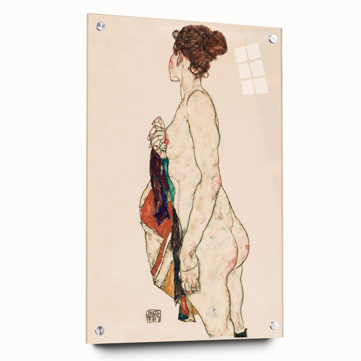 Expressive Art Deco Wall Art - Female Nude with Bold Colors Illustration