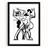 Dynamic Expressionist Dance - Bold Black and White Canvas Print