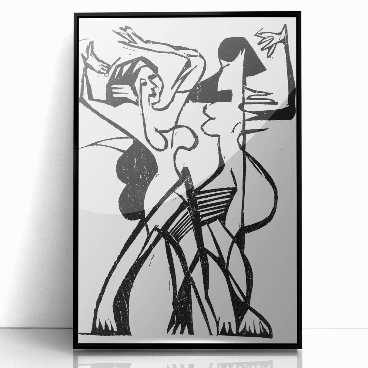 Dynamic Expressionist Dance - Bold Black and White Canvas Print
