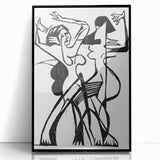 Dynamic Expressionist Dance - Bold Black and White Canvas Print