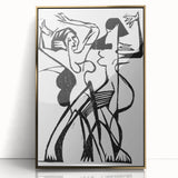 Dynamic Expressionist Dance - Bold Black and White Canvas Print