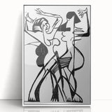 Dynamic Expressionist Dance - Bold Black and White Canvas Print