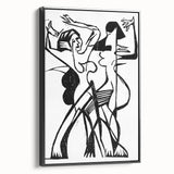 Dynamic Expressionist Dance - Bold Black and White Canvas Print