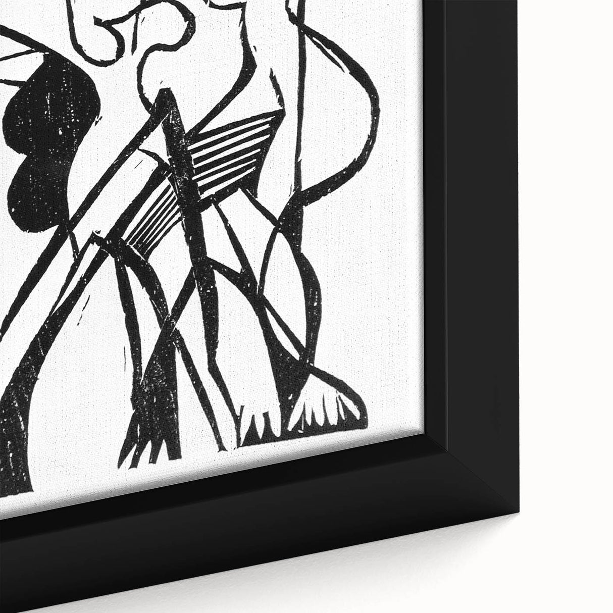 Dynamic Expressionist Dance - Bold Black and White Canvas Print
