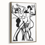 Dynamic Expressionist Dance - Bold Black and White Canvas Print