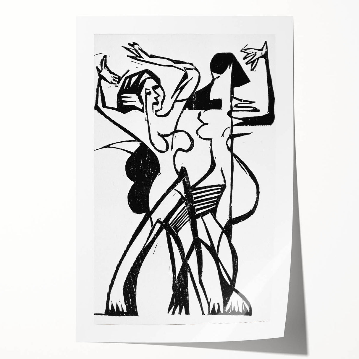 Dynamic Expressionist Dance - Bold Black and White Canvas Print