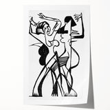 Dynamic Expressionist Dance - Bold Black and White Canvas Print