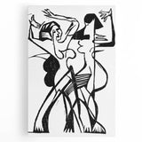 Dynamic Expressionist Dance - Bold Black and White Canvas Print