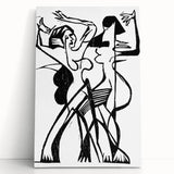 Dynamic Expressionist Dance - Bold Black and White Canvas Print