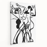 Dynamic Expressionist Dance - Bold Black and White Canvas Print