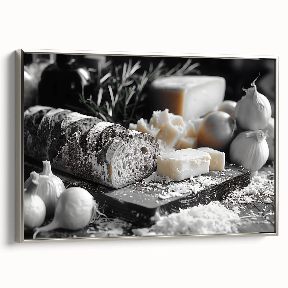 Framed canvas featuring vintage poster art of colorful landscape paintings, ideal for dining room decor.