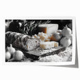 Extra large rolled print featuring an array of colorful food dishes, ideal for dining room wall art.