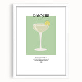 Abstract art print featuring swirling blue and green patterns on a white framed canvas, suitable for dining room decor.