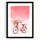 Girls Bedroom Art – Dreamy Bicycle and Roses Watercolor Print