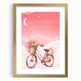 Girls Bedroom Art – Dreamy Bicycle and Roses Watercolor Print