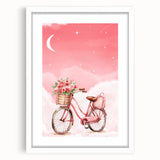 Girls Bedroom Art – Dreamy Bicycle and Roses Watercolor Print