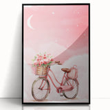 Girls Bedroom Art – Dreamy Bicycle and Roses Watercolor Print
