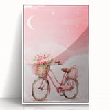 Girls Bedroom Art – Dreamy Bicycle and Roses Watercolor Print