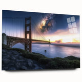 Acrylic glass landscape bridge design displayed in a side view, showcasing intricate details and vibrant colors, perfect for modern home decor. Ideal for enhancing artistic spaces.