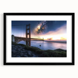 Landscape bridge frame with a black mat, showcasing a modern design, perfect for displaying artwork or photographs in a contemporary setting.