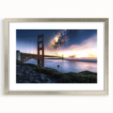 Silver landscape bridge frame with a mat, showcasing a modern design perfect for enhancing home decor. Ideal for displaying art or photographs in a stylish setting.