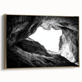Framed canvas artwork showcasing a stunning landscape of canyons, highlighted with gold accents, perfect for modern home decor and wall art enthusiasts.