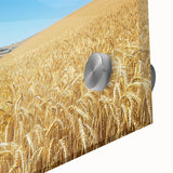 Close-up of a vibrant acrylic landscape artwork showcasing a serene countryside scene, featuring lush greenery, rolling hills, and a clear blue sky, perfect for home decor.