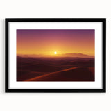 Black framed landscape artwork showcasing a desert scene, featuring warm earthy tones and intricate details, perfect for home decor or office settings.