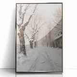 Framed acrylic artwork showcasing a modern landscape design with silver accents, displayed from the front view, perfect for contemporary home decor.