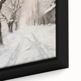 Close-up view of a framed landscape canvas artwork showcasing vibrant colors and intricate details, ideal for home decor or office ambiance, enhancing visual appeal.