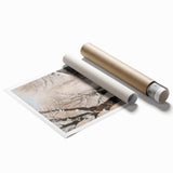 Rolled print showcasing a vibrant landscape design with rich colors and intricate details, packaged securely in a protective tube for safe delivery. Ideal for home decor enthusiasts seeking unique artwork.