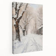 Stretched canvas artwork showcasing a vibrant landscape design, featuring lush greenery and a serene sky, viewed from the side to highlight its depth and texture. Perfect for enhancing home decor with nature-inspired themes.