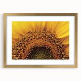 Extra large abstract art print of textured florals in muted gold and green, framed with mat, ideal for living room decor.