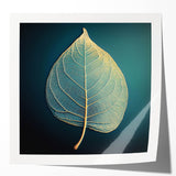 Close-up image of green leaves on glossy photo print, ideal for art wall dining room or classy bathroom decor.
