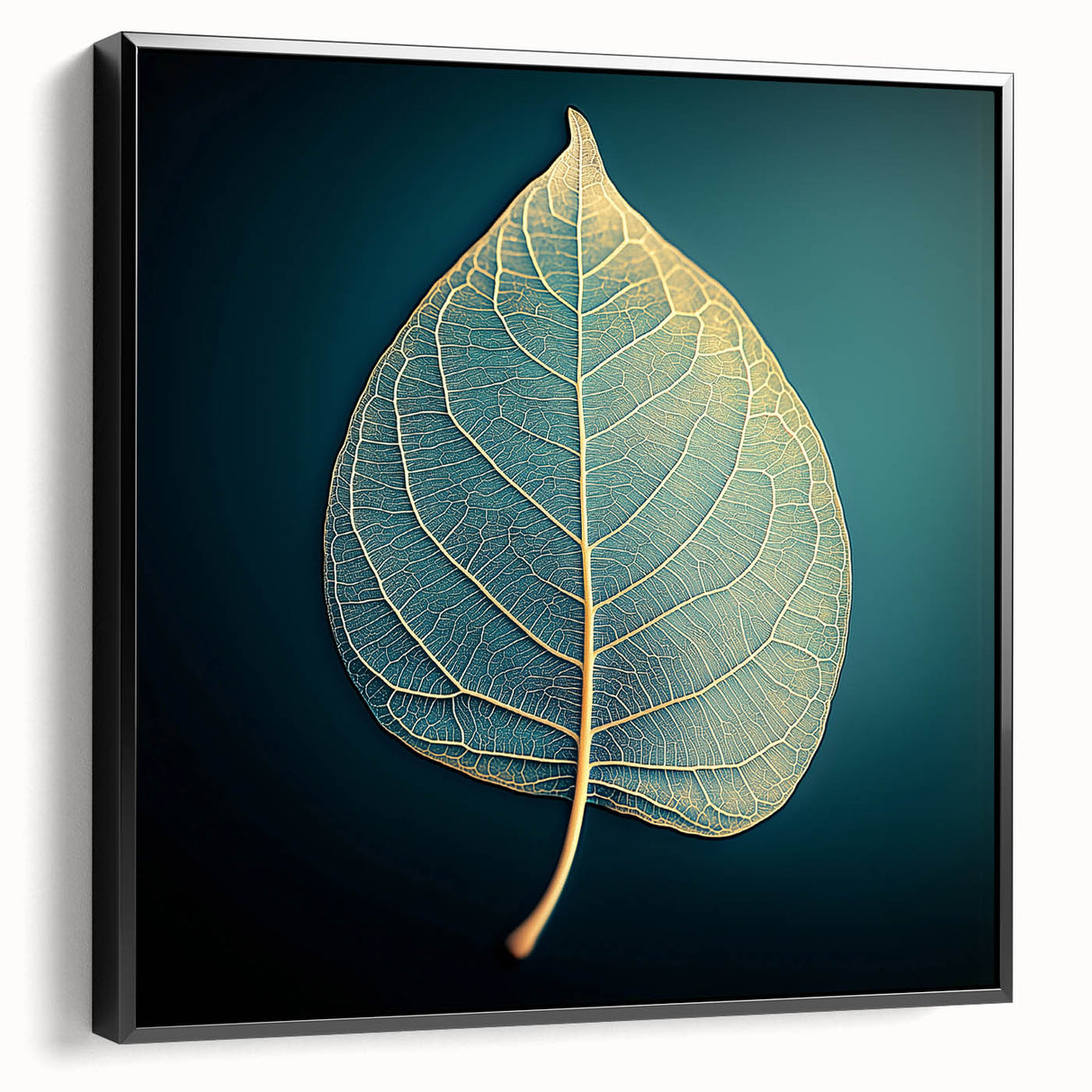 Black and white close-up of leaves on a framed canvas, ideal for bedroom wall art in a vintage style.