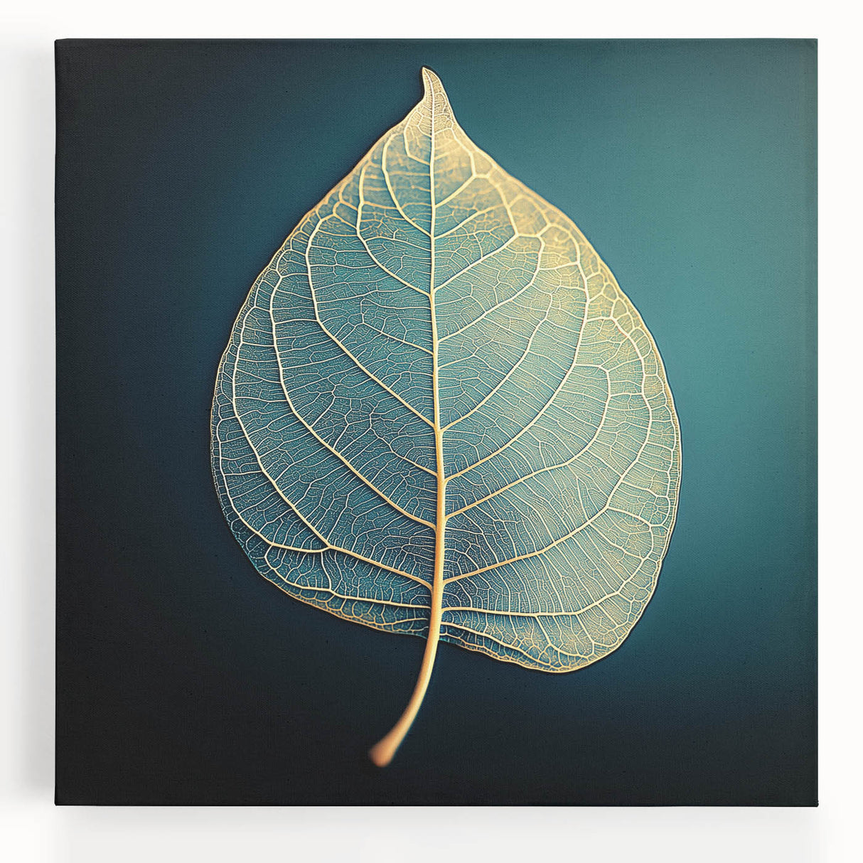 Black and white close-up photograph of leaves on stretched canvas, ideal for kitchen wall art.